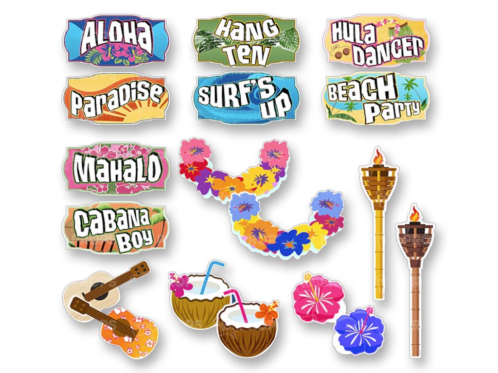 Hawaiian luau photobooth props