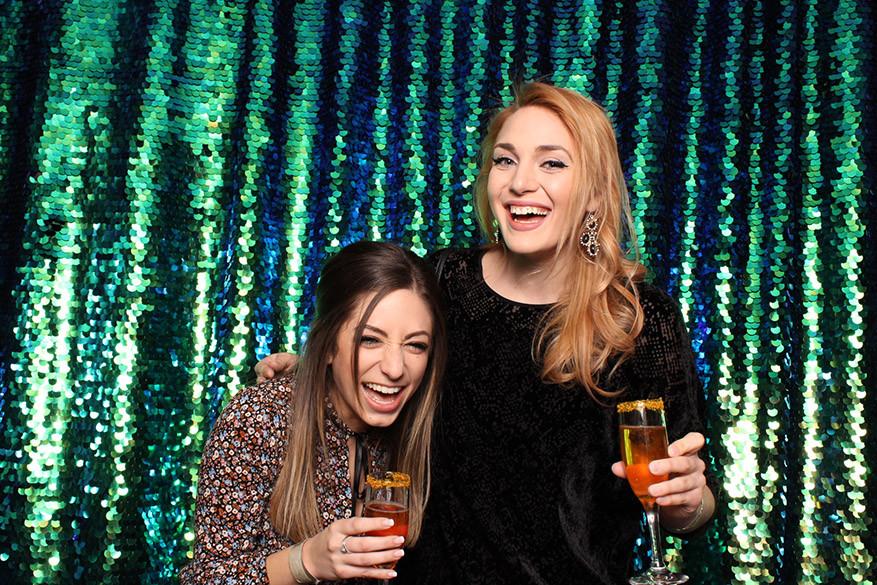 Blue green colored photobooth backdrop