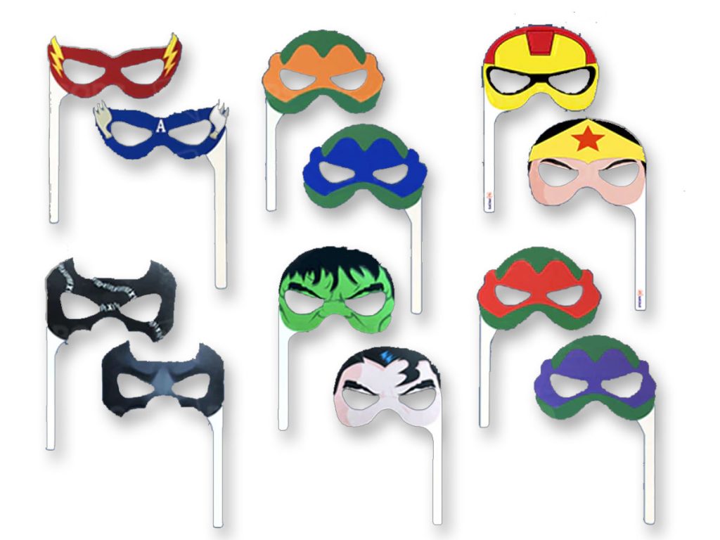 Super hero masks photobooth props sticks